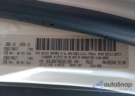 2016 Ram 1500 Tradesman из США, поврежденный, VIN 3C6JR6AT0GG331339